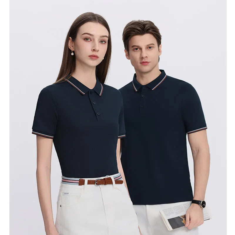Man's short sleeve cooling polo shirt in light blue Solona fabric, straight cut, for summer workwear.