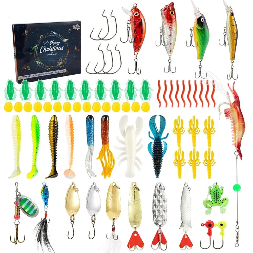 24-piece metal Christmas Mino Bog fishing blind box set in 01 Style colour