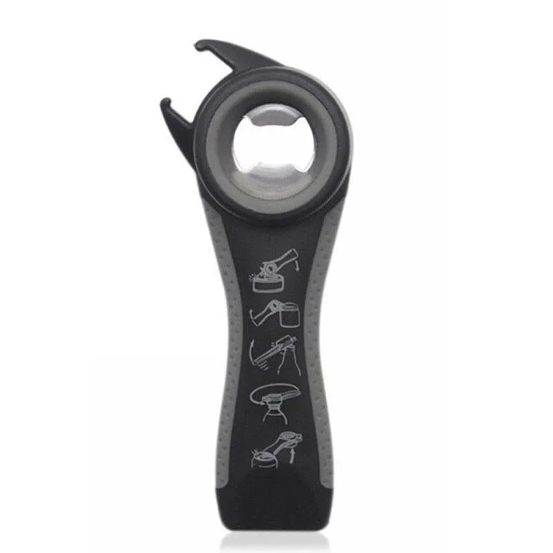 5 in 1 stainless steel can opener and beer bottle opener with PP handle in black colour