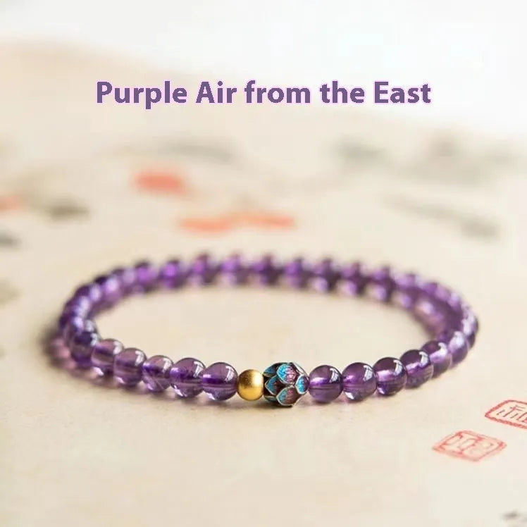 Purple lotus bracelet with retro style and mixed material construction for women