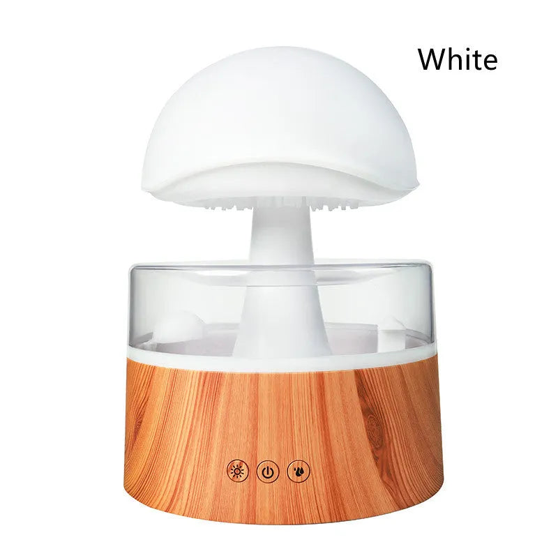White Cloud Rain Humidifier aromatherapy machine with falling mist raindrops and coloured LED lights.