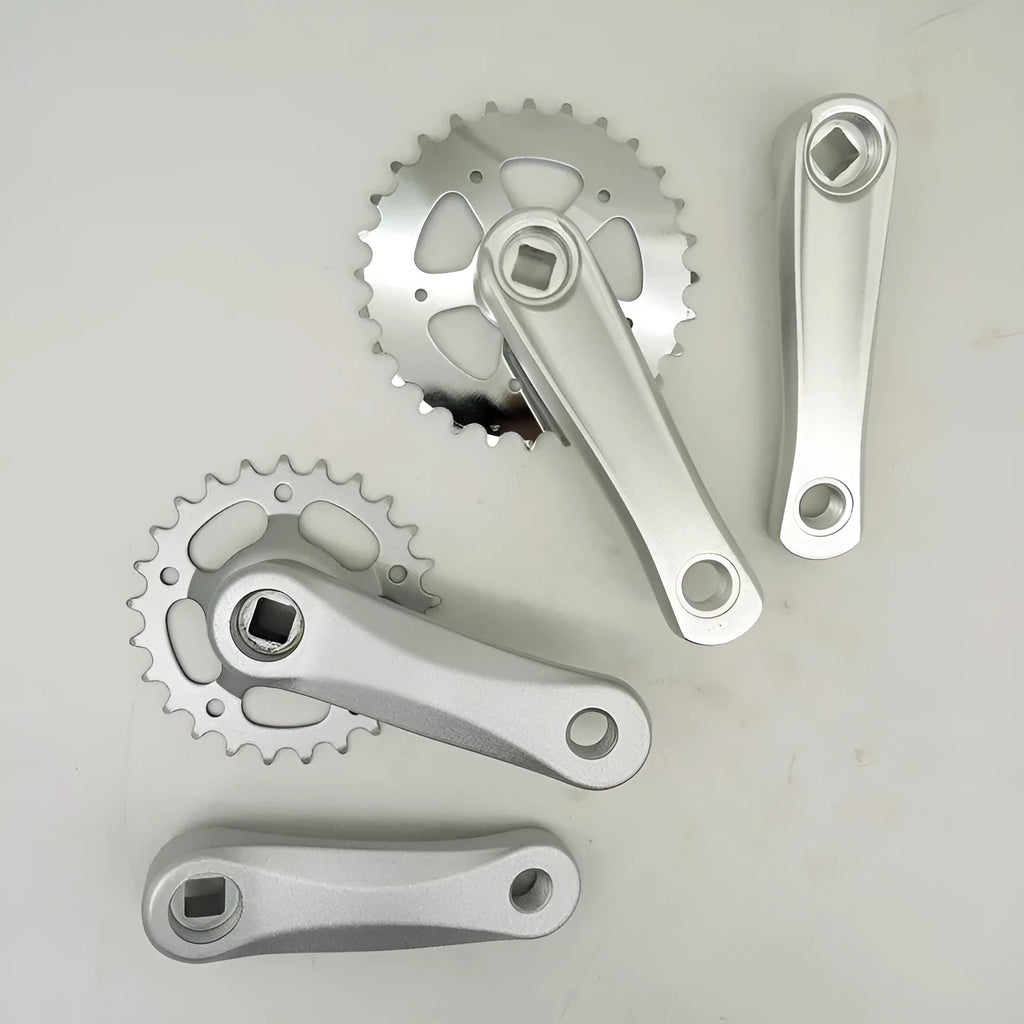 Aluminium alloy children's bicycle crankset with sprocket and crank arm for electric vehicle replacement