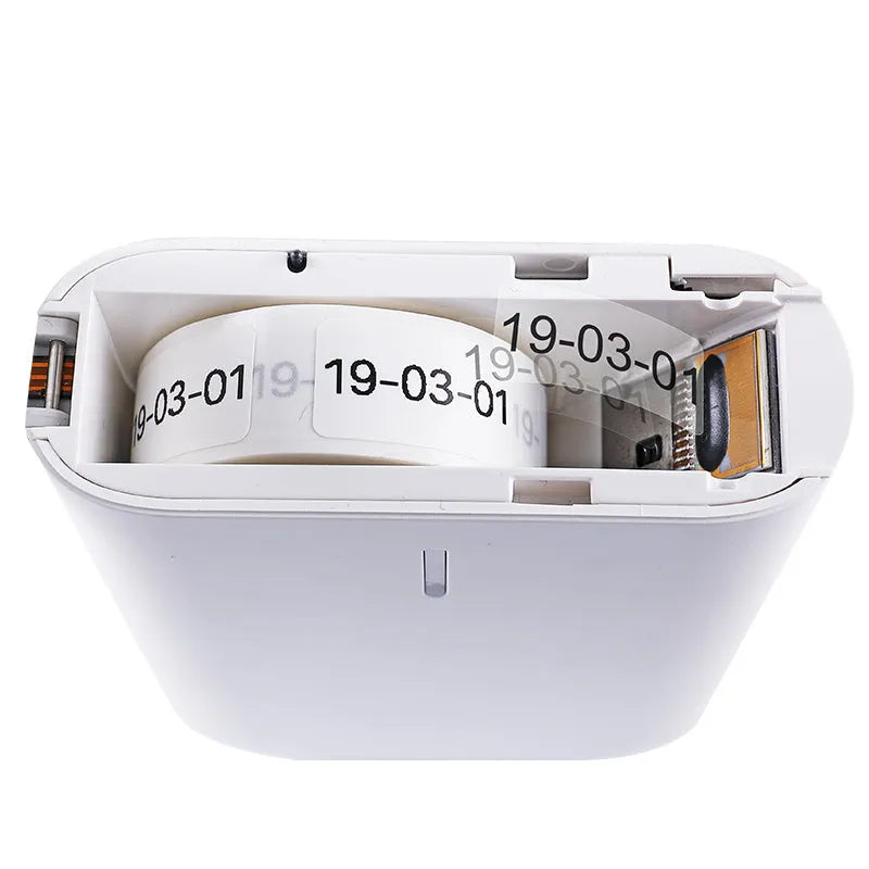 Mini portable Bluetooth label printer with direct thermal printing, 203dpi, 1200mAh battery, 208g weight