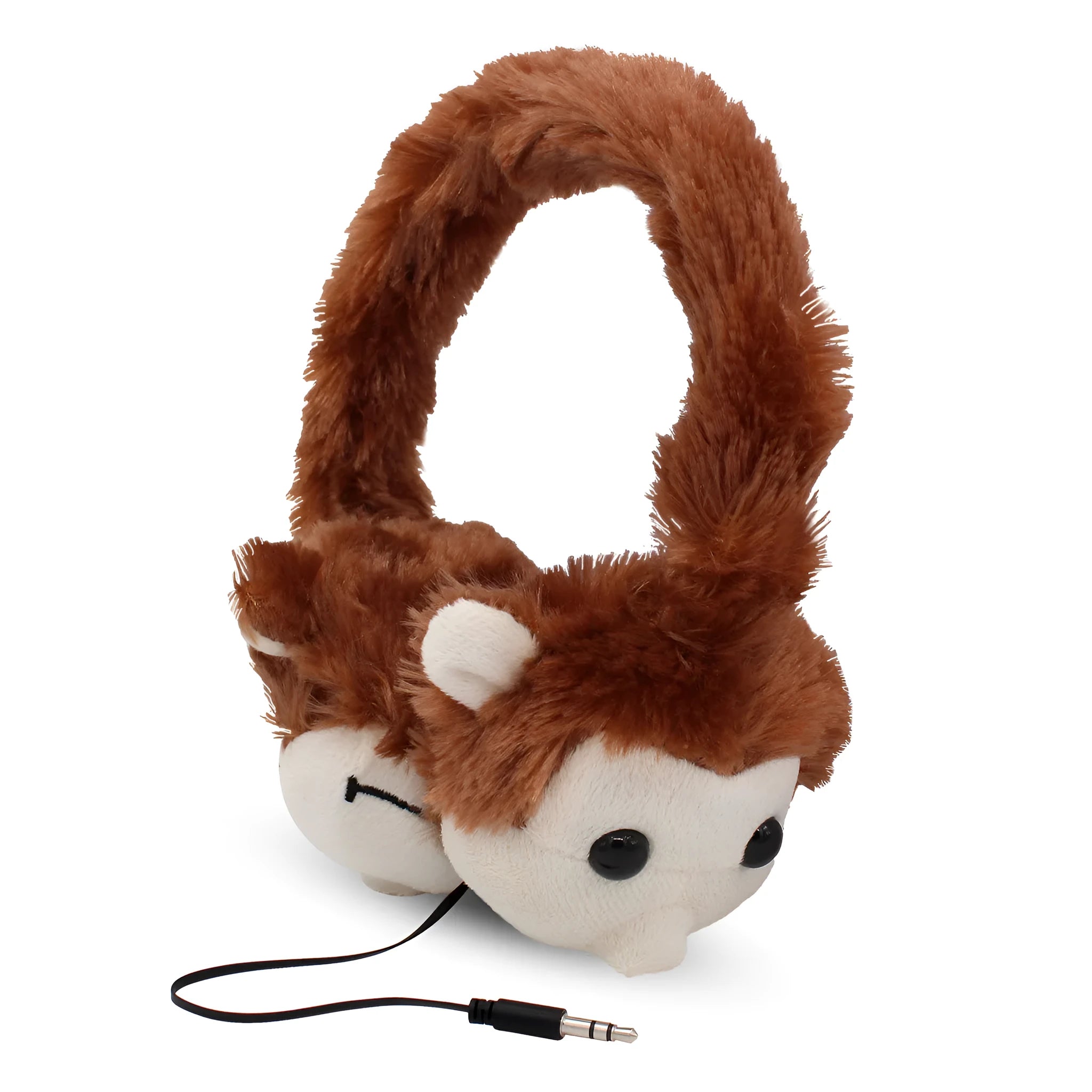Hieha kids cartoon animal headphones with furry cushions and retractable cable in panda design