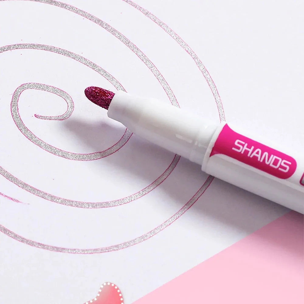 Set of acrylic paint marker pens for DIY on fabric, metal, glass, wood, and plastic surfaces.