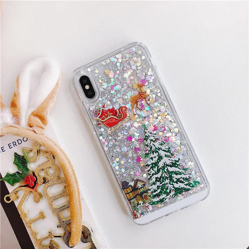Quicksand design phone case with transparent double layer and Christmas colour options
