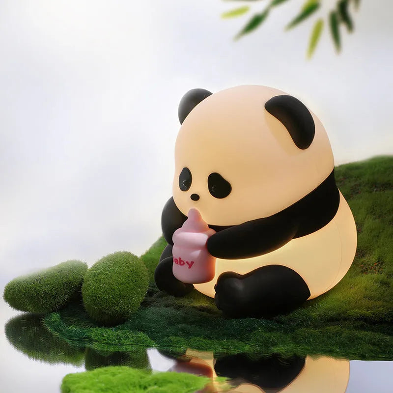 Flower Panda colourful silicone pat lamp night light with cartoon design