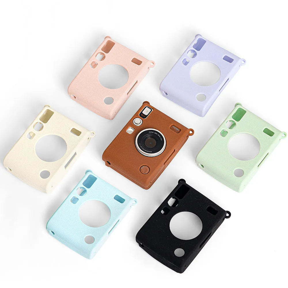Wear-resistant silica gel pure colour protective cover for Polaroid mini EVO camera in beige
