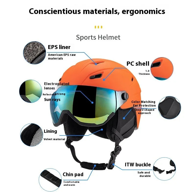 Unisex moulded skiing helmet cover in solid colour with PC shell and EPS liner, seven colour options, sizes S to XL