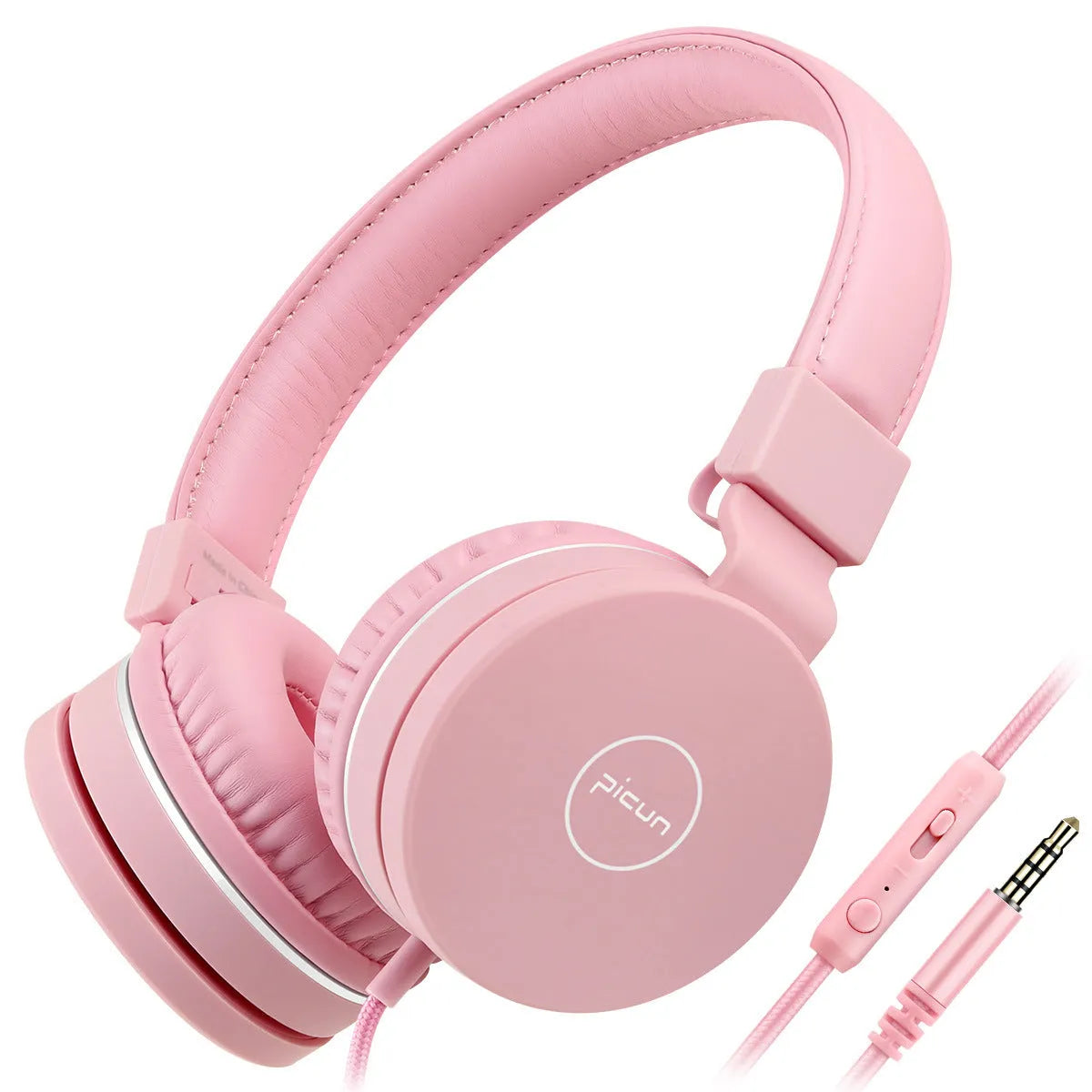 Bengoo C30 wired over-ear headphones with microphone in mint green colour with braided cable.