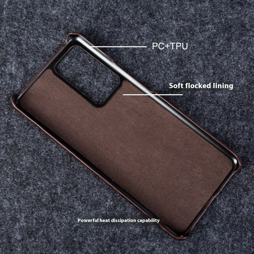 Anti-fingerprint genuine leather half pack phone case in black for Apple iPhone 14 Pro