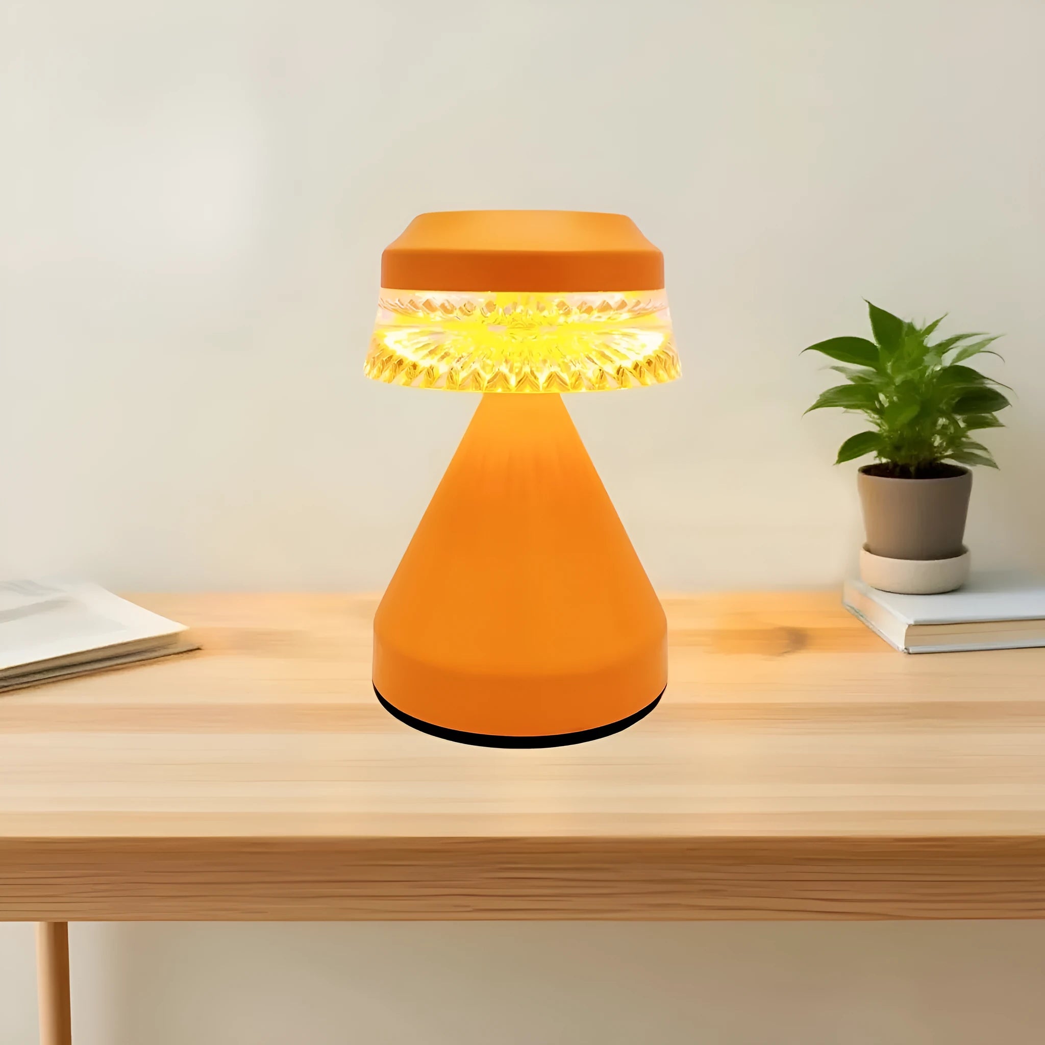 Small LED bedside night lamp in black, coffee or orange with USB cable and three-colour dimming.