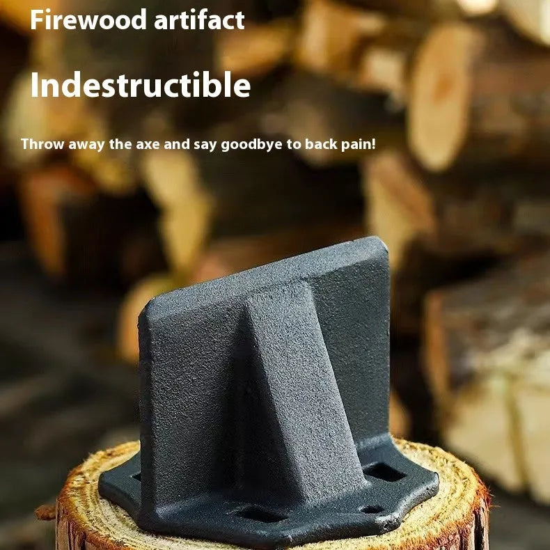 Small square cast iron wood splitter tool for household firewood preparation
