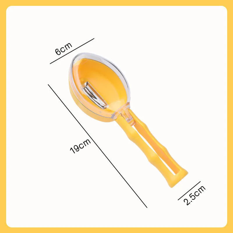 Yellow peeling knife with protective storage lid for fruit and vegetable preparation