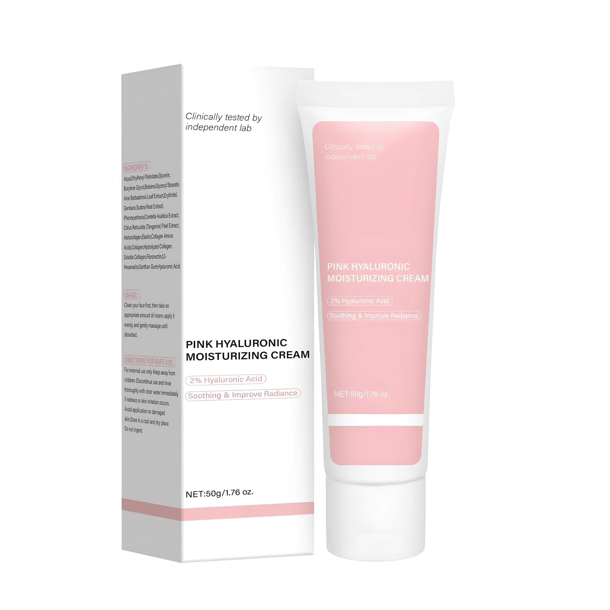 Hyaluronic Acid Moisturising Cream 50g jar on white background