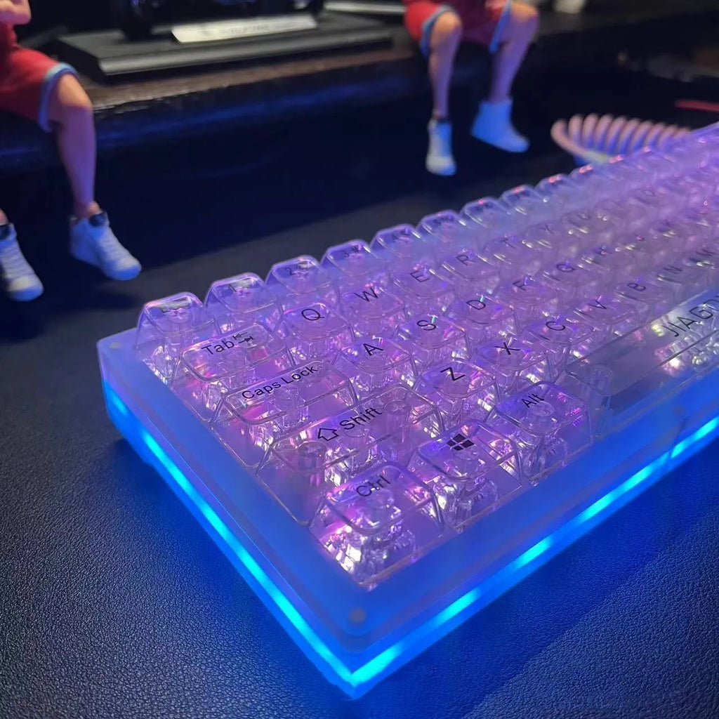 Universal transparent plastic key cap set with 132 pieces for mechanical keyboards