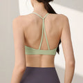 Women's sports vest with fixed double shoulder straps in nylon fabric for running and workouts