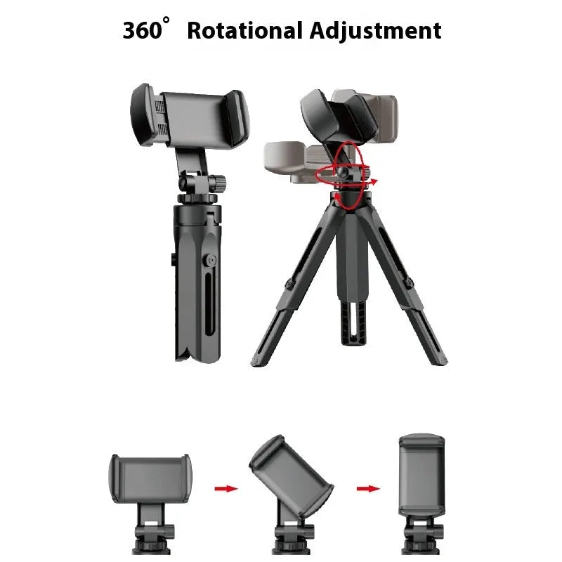 Black plastic desktop tripod phone holder with universal bracket for Xiaomi Apple Huawei smartphones