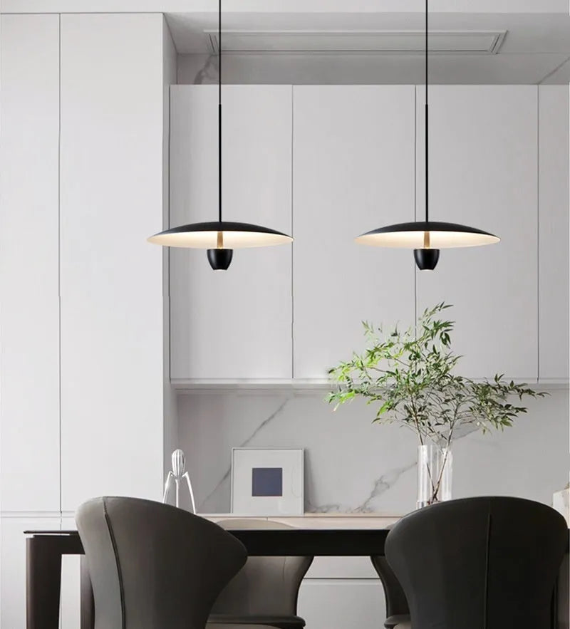 Black modern minimalist chandelier with 400mm design and warm lighting