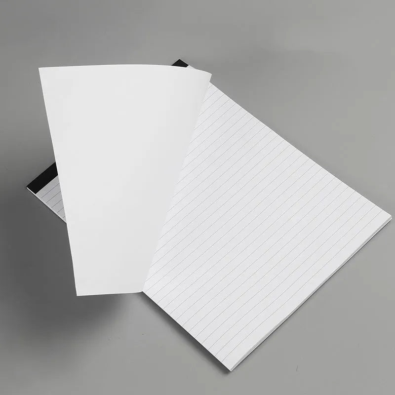 A4 tearable notebook with grid paper and wireless adhesive binding shown in available colour options