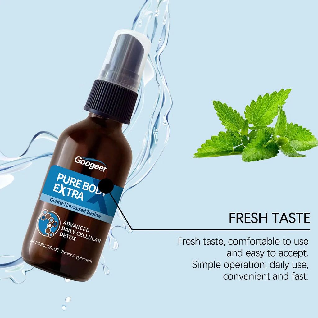 Googeer body care oral spray bottle with 60ml net content for targeted treatment application