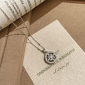 925 silver geometric sun pendant necklace electroplated white gold colour adjustable 41-50cm chain women Chinese style