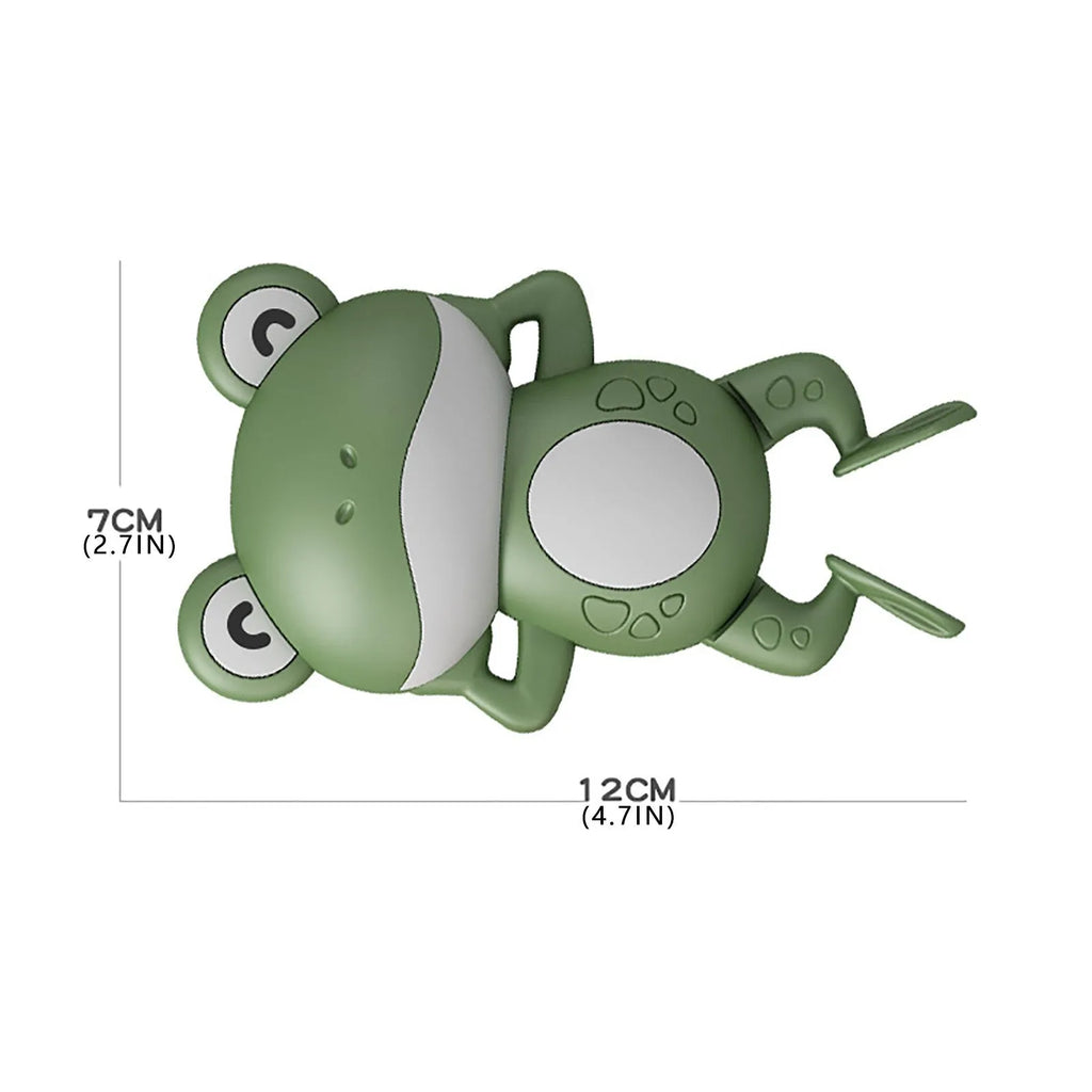 Little Frog clockwork floating bath toy in Coral Red on water surface
