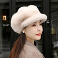 Women's knit pumpkin hat dome style fake mink one size 54-58cm colour black