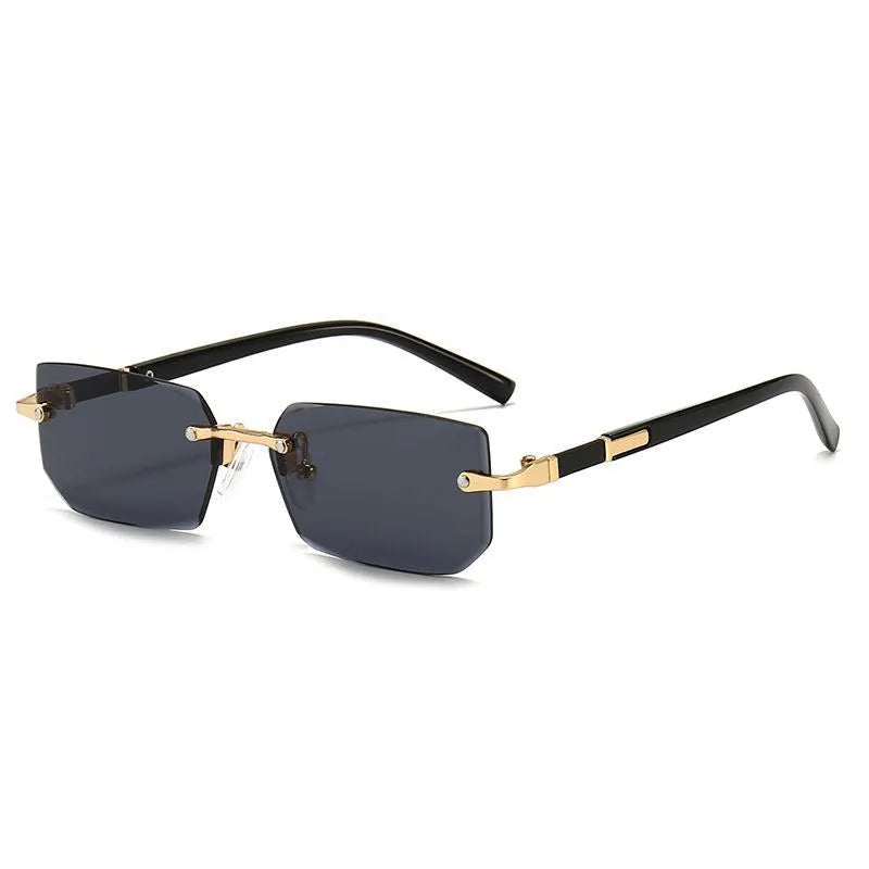 Men's frameless fashion sunglasses in water drop style black colour for outdoor sports and party wear