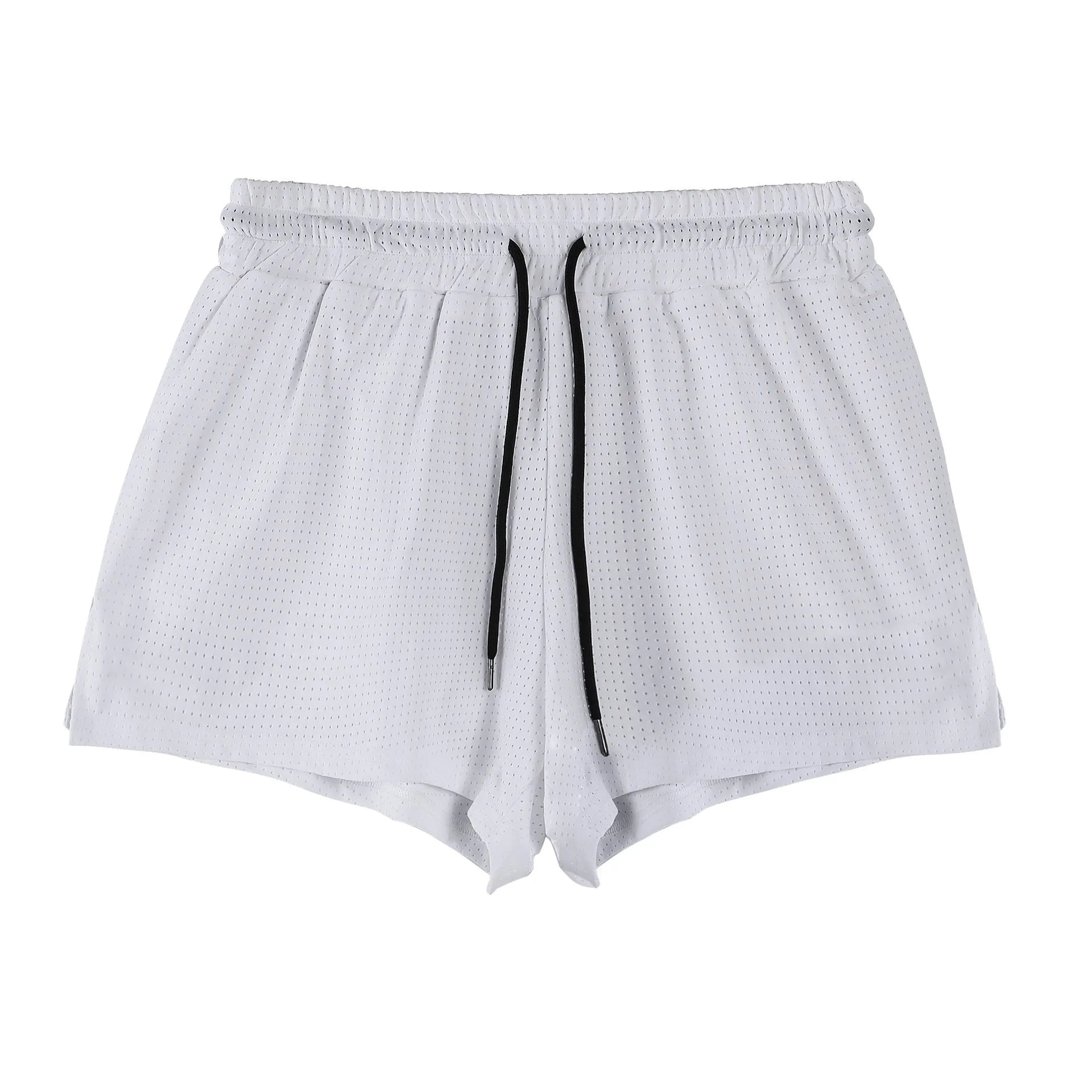 Men's black and white quick-drying nylon shorts for summer sports and leisure.
