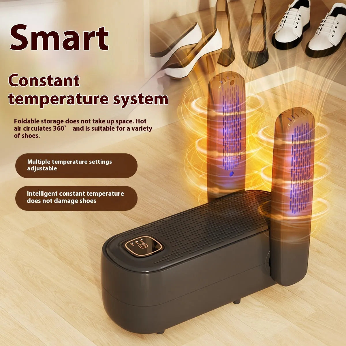 Intelligent automatic shoe dryer with timer display and heating unit for footwear drying