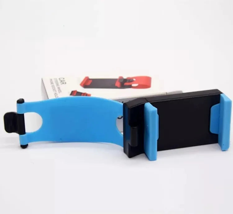 Black car steering wheel mobile phone holder made of ABS plastic, showing its 75mm width