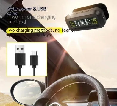 Solar wireless car tyre pressure monitoring system with colour screen display and four sensors