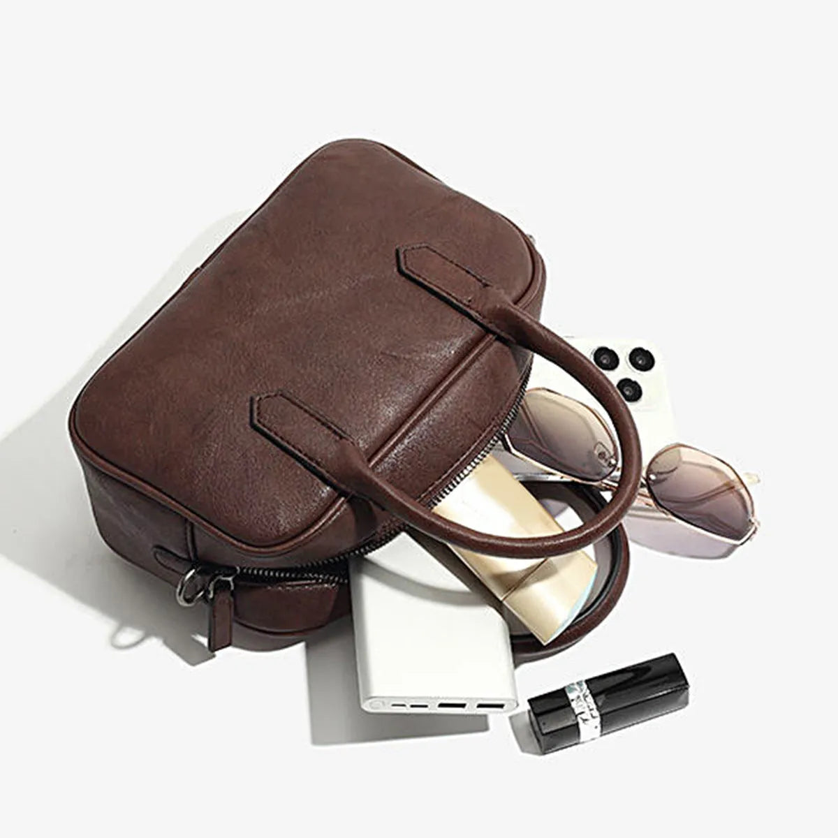 Retro square shoulder messenger bag in black or coffee colour with single strap