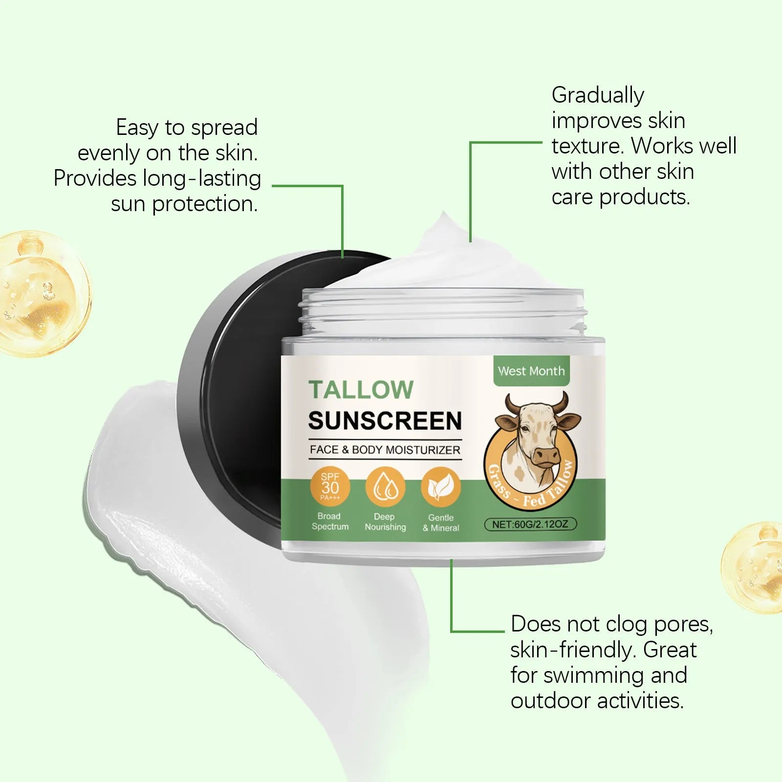 60g tube of Not Oily Moisturising Protective Cream sunscreen with hyaluronic acid.