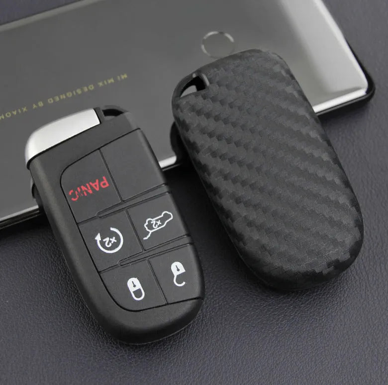 Silicone protective case for a Dodge, Chrysler, or Fiat car key remote.