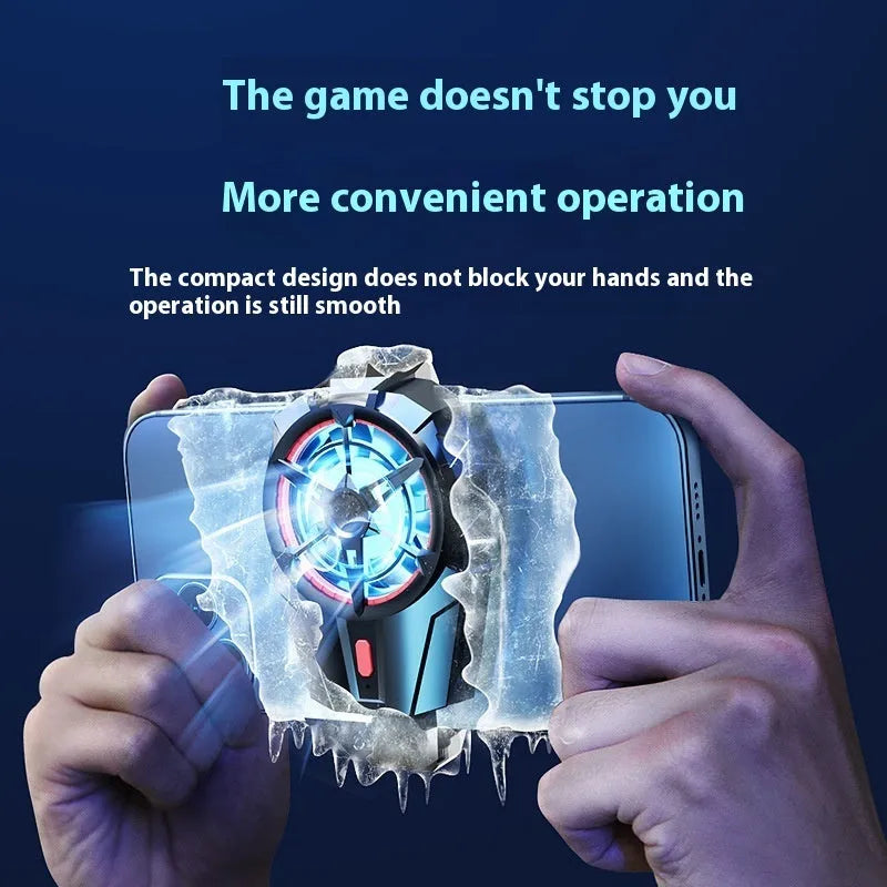 Rechargeable black mobile phone turbine radiator with back splint and fan cooling for gaming