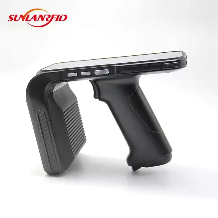 SLP-05 handheld Android UHF RFID reader and scanner with large display and trigger.