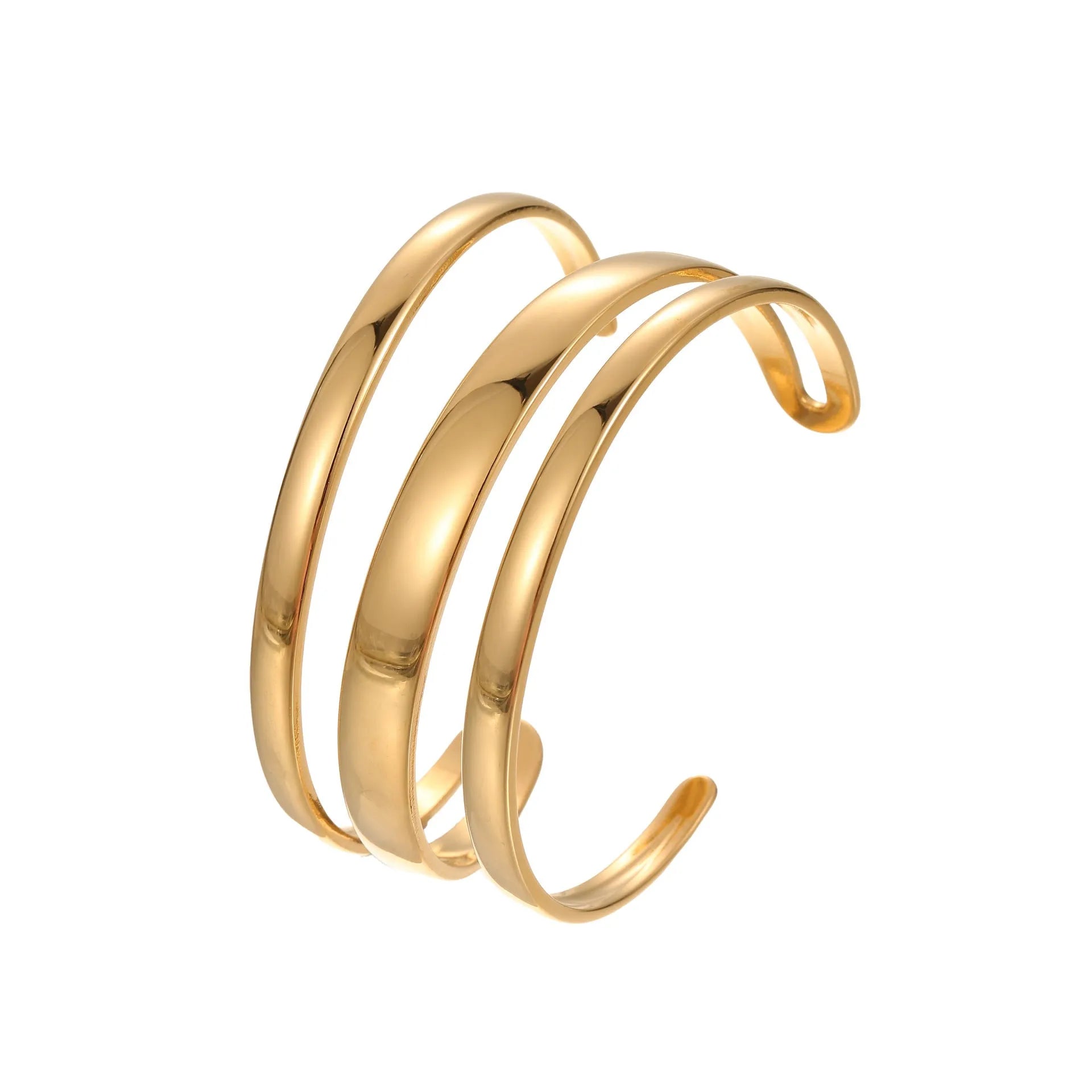 Women's stainless steel geometric line bracelet with 18K gold plating and simple opening clasp