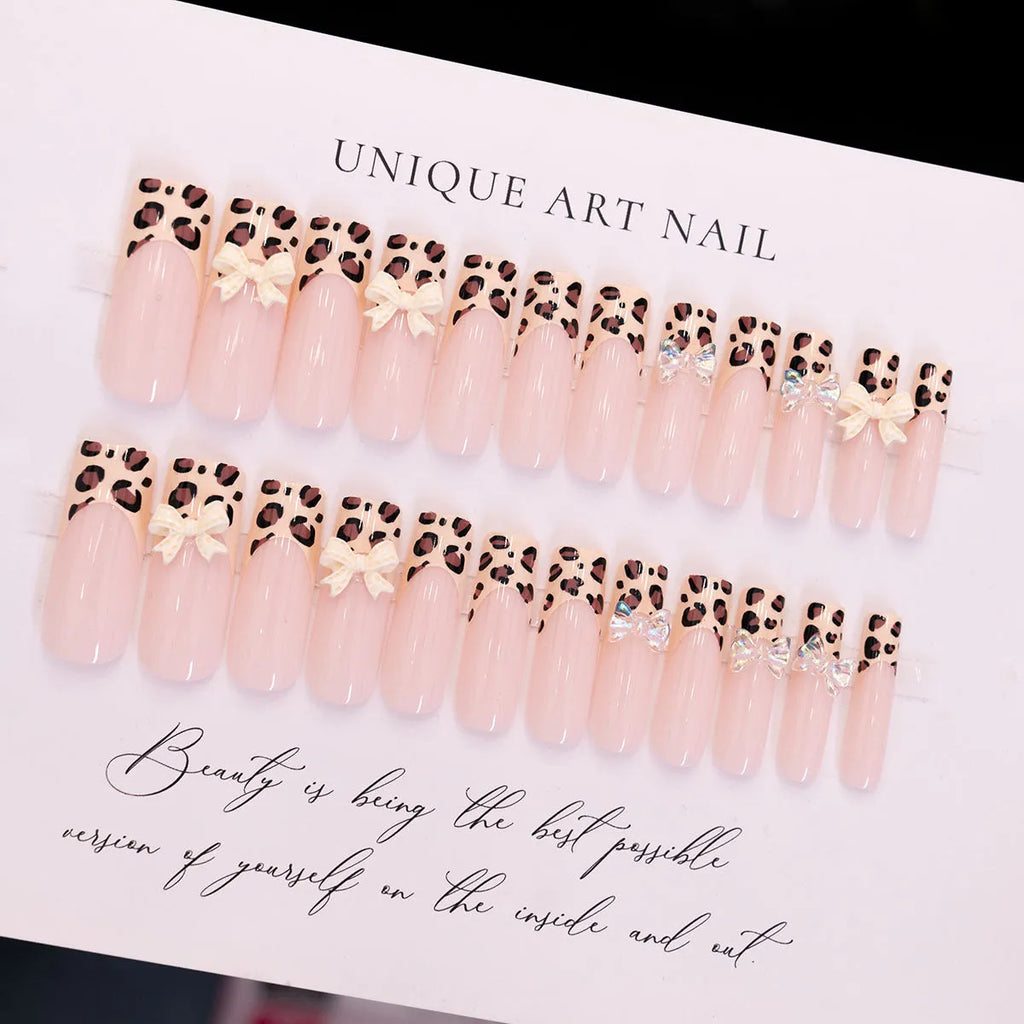 Leopard print butterfly nail art decorations with 3D designs in WM296 colour for women's manicures