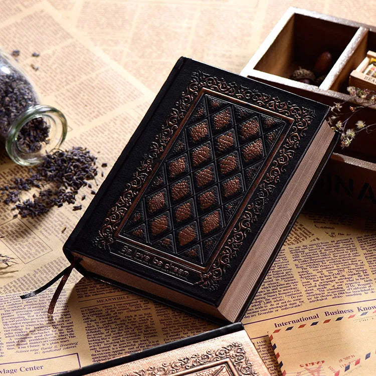 Embossed faux leather notepad with three-dimensional design in Bronze and Black Gold colour options