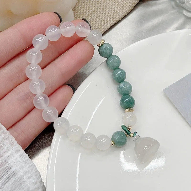Women's retro Chinese style agate lotus seedpod bracelet with manual craftsmanship