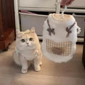 Cat wearing Blue Bear fleece clothing for autumn winter anti-shedding warm pet wear