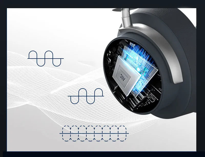 Grey sports wireless Bluetooth headset with head-mounted design and charging cable