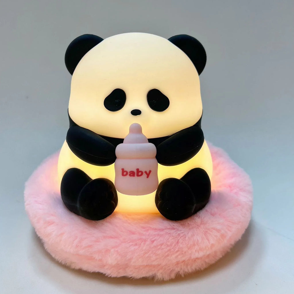 Flower Panda colourful silicone pat lamp night light with cartoon design