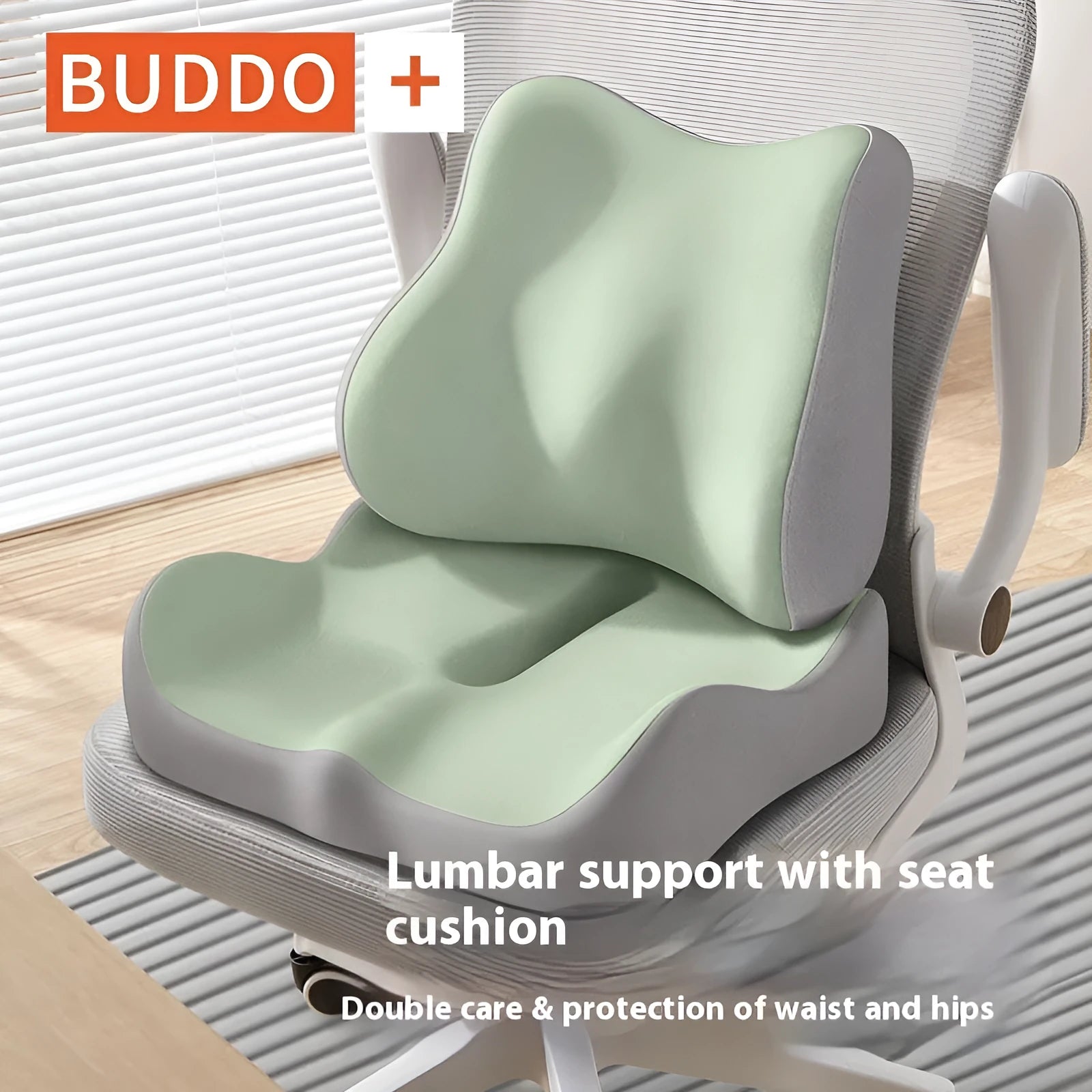 Waist rest seat cushion with memory foam filler for office chair comfort and tail vertebra support