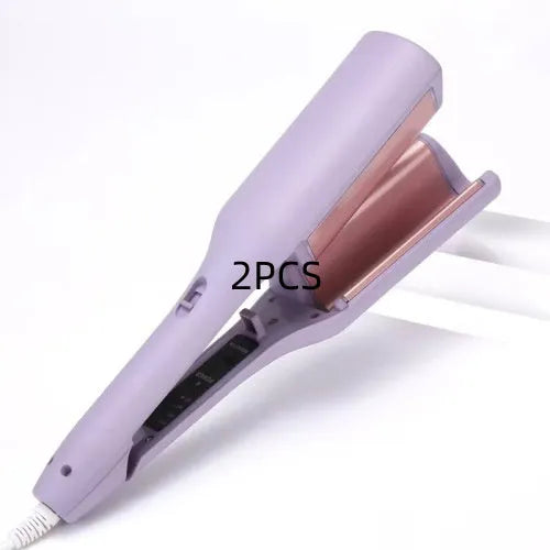 32mm pink hair curling iron with ceramic barrel and 4 heat settings on white background