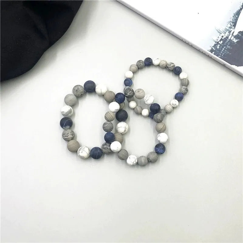 Handmade planet stone bracelet with universe wind pattern and starry design in U-shape