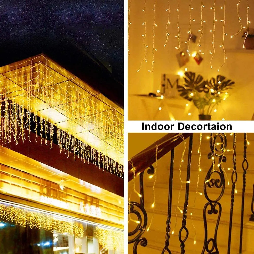 LED ice bar light string with warm white and blue lamps, plug-in design, 4m length, for holiday decoration