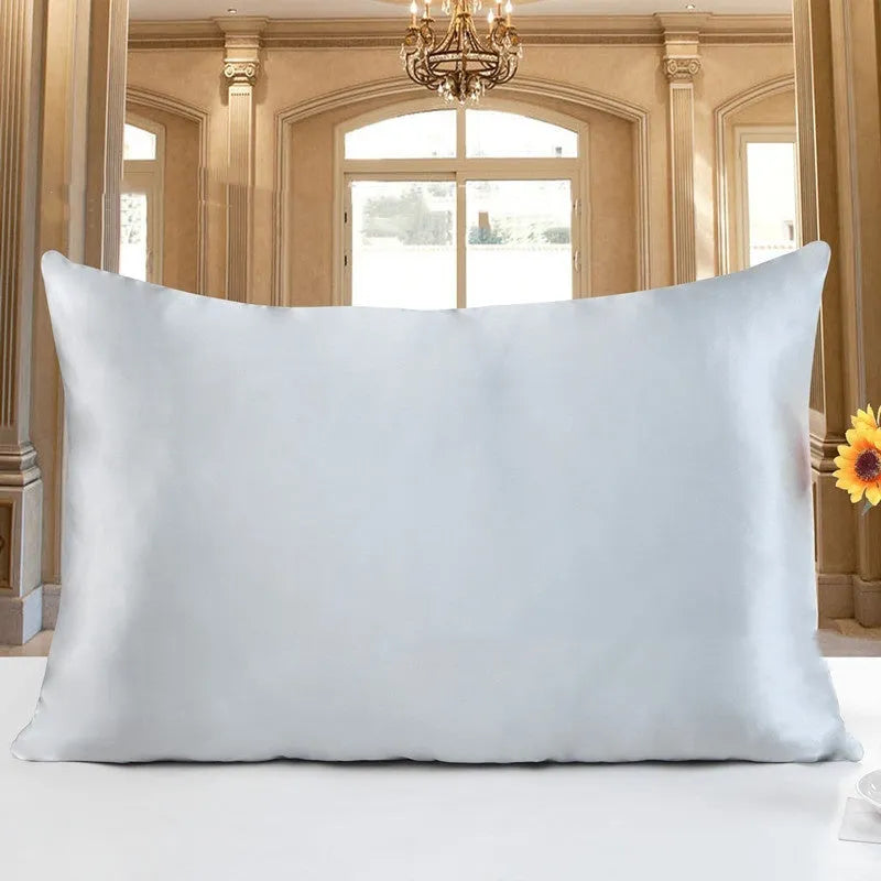 19 momme double-sided silk pillowcase shown in silver grey colour